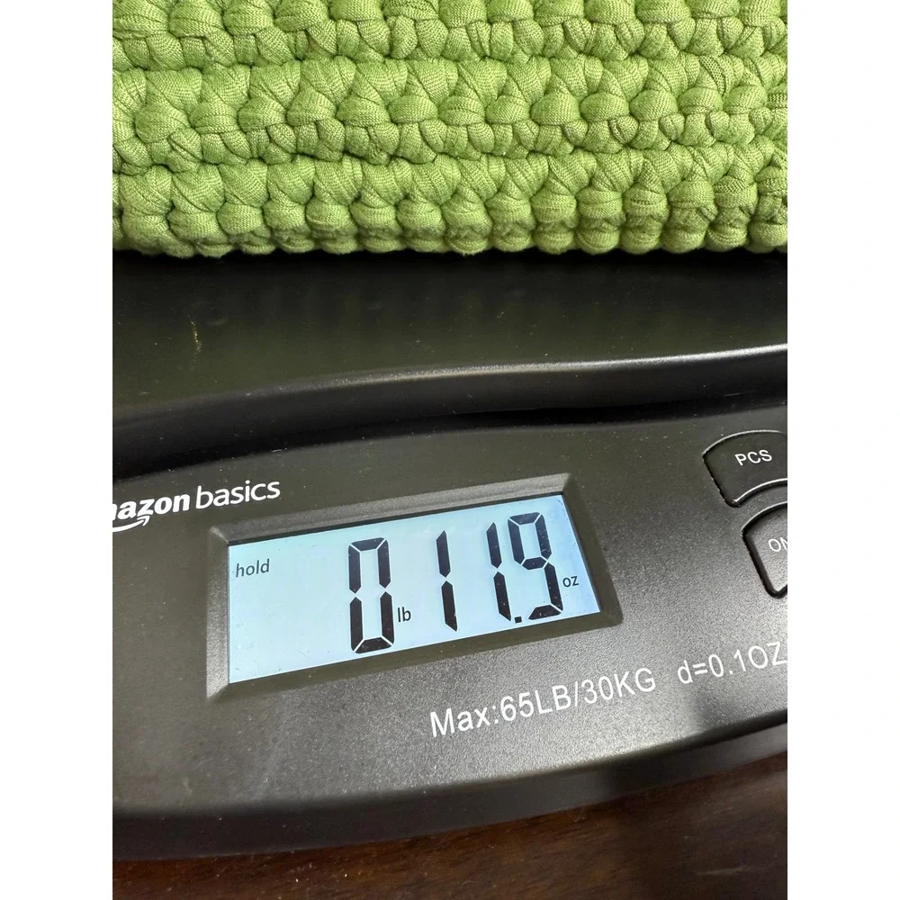 Crochet Shoulder Bag Women's Green Knitted Purse Wooden Button Closure Hobo